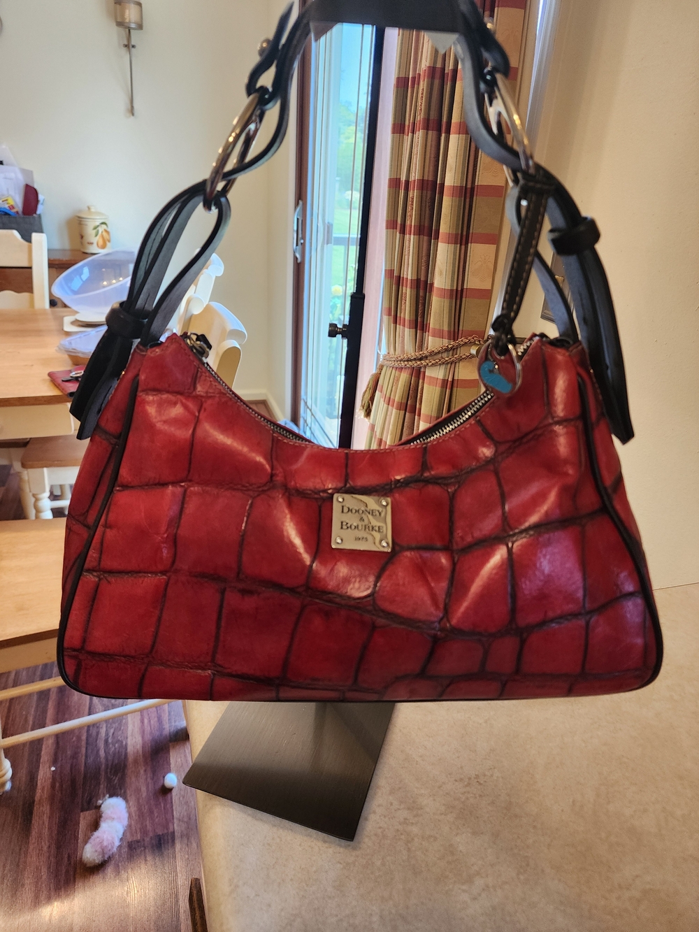 Dooney & Bourke Red Croc-Embossed Leather Hobo Bag